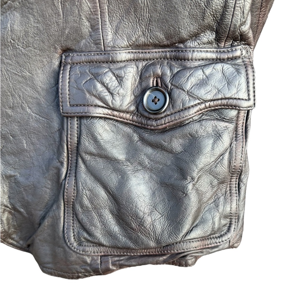 GAP Women's Brown Cow Leather Jacket Spring 03 Size L - Picture 4 of 10